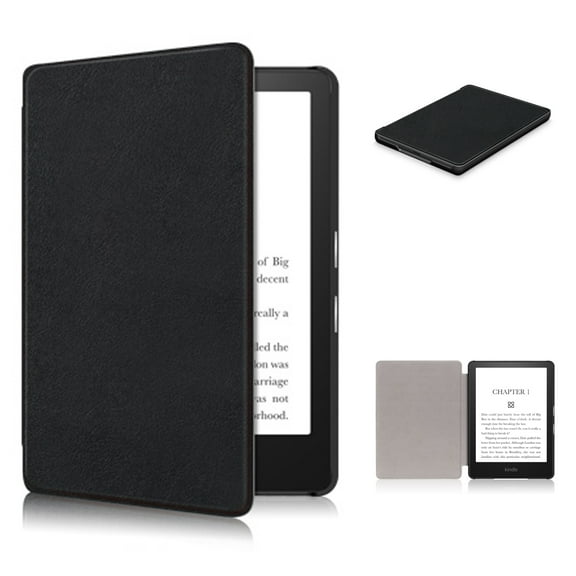 Allytech New Case for Kindle Paperwhite 11th Gen 6.8" 2021,Premium PU Leather Shell with Auto Sleep Wake PC Hard Cover for Paperwhite 2021(11th Gen) Signature Edition/Kids E-Reader, Black