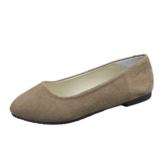 Seffadzy Women's Ballet Flats Slip On Comfortable Lightweight Breathable Work Office Business Casual Dress Shoes Khaki 43