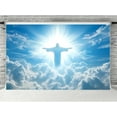 thumbnail image 3 of 20 x 10 ft Christian Cross Backdrop Easter Jesus Christ in The Sky Heavenly Light Clouds Resurrection Backdrop, Good Friday Background for Church Events Banner Photo Studio Props, 3 of 5