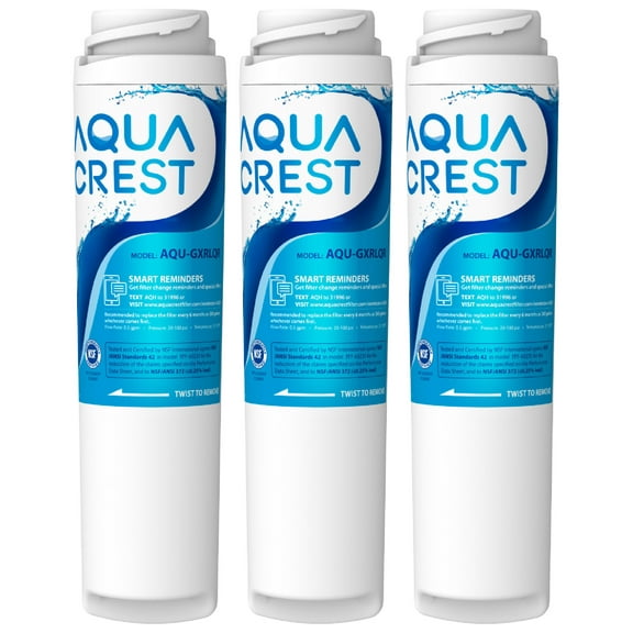 AQUACREST GXRLQR Undersink Inline Water Filter, Reduces Chlorine, Taste & Odor, Replacement for GE® SmartWater Twist and Lock in-Line GXRLQR Water Filter (Pack of 3)