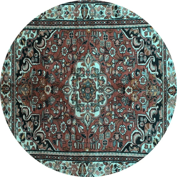 Ahgly Company Indoor Round Persian Light Blue Traditional Area Rugs, 7' Round