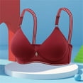 thumbnail image 7 of WCJM Women'S Cotton Wine Nylon Underwear Comfort Bras For Women Full Coverage Underwire Button Front Closure Cotton Bra Soft Wireless Underwear Plus Size, 7 of 7