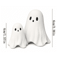 thumbnail image 2 of Cute Ghost Figurine Set, 2 Pcs Halloween Ghost Decor Shelf Sitter for Mantel Tabletop Farmhouse Home Fall Decoration White Spooky Statue, 2 of 6