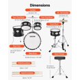 thumbnail image 3 of Ensemble de Batterie VEVOR Enfants 5 Pcs 14 Pouces avec Cymbale Throne Noir, 3 of 9