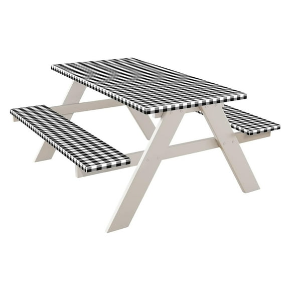 Aodebiao Ensemble de Housses de Table de Pique-Nique d'Extérieur Imperméables avec Bords Élastiques, Endos en Flanelle Antidérapant, Nappe en Vinyle pour Barbecue, Fête, Jardin, Patio, Plage