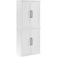 thumbnail image 2 of HomeStock Medieval Majesty Stackable Storage Pantry, Set of 2, White, 15.75"D x 30"W x 72"H, Home Storage Cabinet, Modern farmhouse design, Adjustable and Removable Shelved Storage, 2 of 9