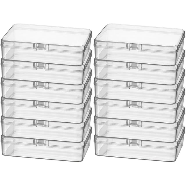 Rectangular Clear Plastic Storage Containers Box with Hinged Lid for Beads and Other Small Craft Items