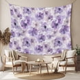 thumbnail image 2 of Purple Flower Tapestry for Bedroom Wall Hanging Tapestry, Ombre Botanical Watercolor Floral Spring Ceiling Backdrop Tapestries Poster Blanket Wall Decor for Teens Room Living Room Dorm 39" x 59", 2 of 8