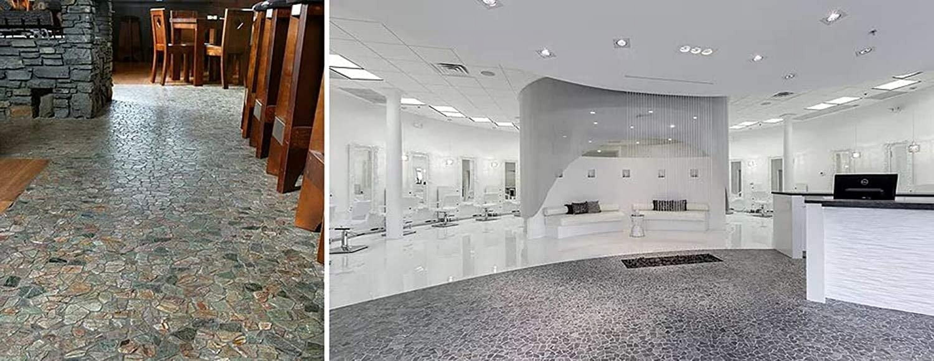 FUSTONE Marble Tiles Interlocking Pebble Decorative Tiles Natrual River Rock Stone Tile(10-Sheets) Kitchen Floor Bathroom Patio Stones FP107-10