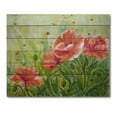 thumbnail image 3 of Designart 'Red Blossoming Poppies Over Wild Green III' Traditional Print on Natural Pine Wood, 3 of 5
