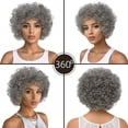 thumbnail image 2 of Peluca corta, rizada, afro, 30 cm, gris, disfraz de cosplay, 180 g, 2 of 3
