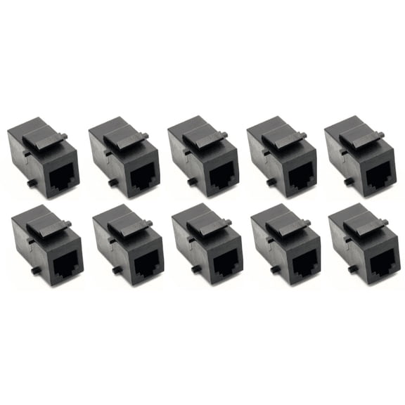 RiteAV Black RJ11/RJ12 Phone Keystone Jack Female to Female (10 Pack)