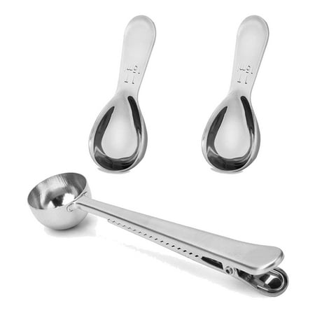 

3 Pcs Coffee Scoop 2 in 1 Long Handle Spoon Clip for Coffee Tea Sugar