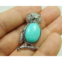 18x35mm Metal Frame Turquoise Howlite Owl Pendant ForJewelry Making