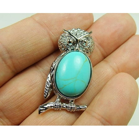 18x35mm Metal Frame Turquoise Howlite Owl Pendant ForJewelry Making