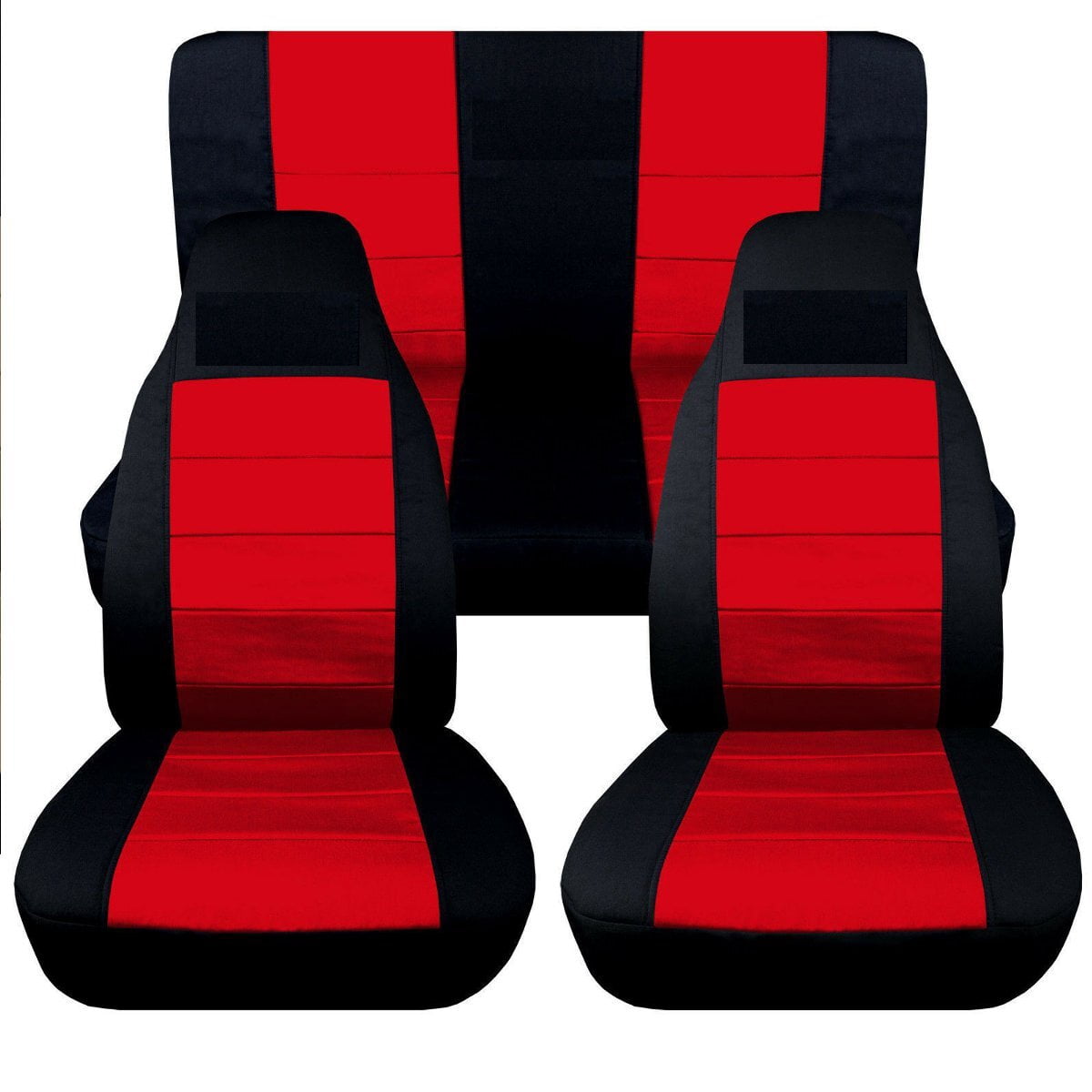 4PCS Universal Car Seat Covers Set Fit for Jeep Wrangler 1976-2018, Cloth Interior Automotive Protector Cushion Cover for Car Truck SUV Front and Rear Seat Cover Protector Set, Red