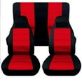 thumbnail image 2 of 4PCS Universal Car Seat Covers Set Fit for Jeep Wrangler 1976-2018, Cloth Interior Automotive Protector Cushion Cover for Car Truck SUV Front and Rear Seat Cover Protector Set, Red, 2 of 10