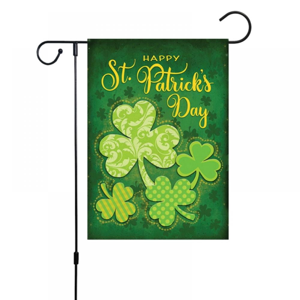 Patrick Lucky Clover Garden Flag House Double-sided Yard Banner Welcome St 