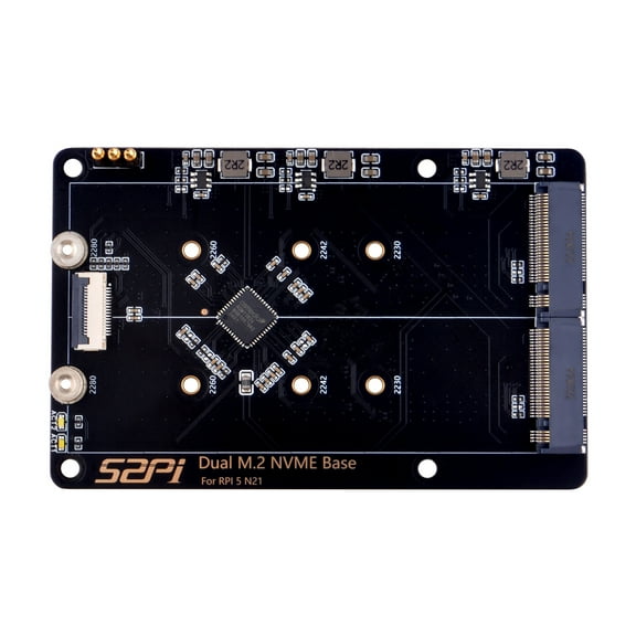 52Pi N21 Dual 2280 NVMe base for Raspberry Pi 5，Supprt two 2230/2242/2260/2280 NVMe SSDs