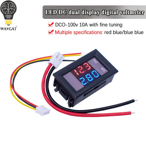 Voltímetro Digital amperímetro, pantalla Dual, Detector de voltaje, medidor de corriente, Panel Amp, 100 ", rojo, azul, LED, CC 0-0,28 V, 10A