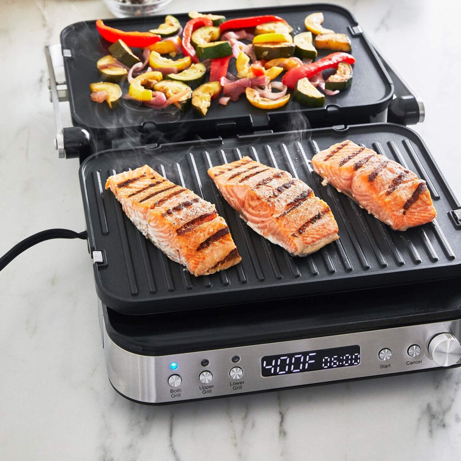 GreenPan Ceramic Nonstick 7-in-1 Grill, Griddle & Waffle Maker | Stainless Steel