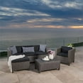 thumbnail image 3 of Noble House Puerta 6 Piece Outdoor Wicker Sectional Sofa Set in Black, 3 of 5
