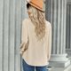 thumbnail image 3 of Blusa Color puro Manga larga Cuello en V Botones Tops casuales de moda para mujer, 3 of 8