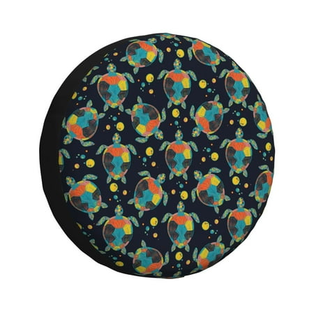 Coaee Colorful Turtles Car Tire Sun Shield Spare Tire Protective Cover 14-17in For Suv, Truck, Jeep Waterproof Dustproof Thickening - 16 Inch