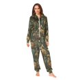 thumbnail image 2 of FORMRS Onesies Pajama for Adults Unisex Hoodie Winter Jumpsuit One Piece Sleepwear, Sizes S-2XL, Brown Floral Rabbits Pattern, 2 of 7