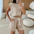 thumbnail image 2 of Nmmued Two Piece Short Set for Women, Workout Sets for Women, Tank and Shorts Set Women, Athleisure Sets Women, Summer Sets for Women, Beige L, 2 of 4