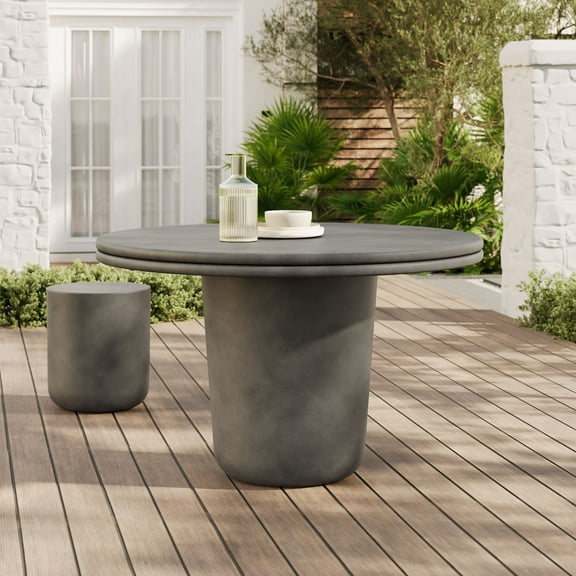Modway Brion 48" Indoor - Outdoor Patio Concrete Round Dining Table in Gray