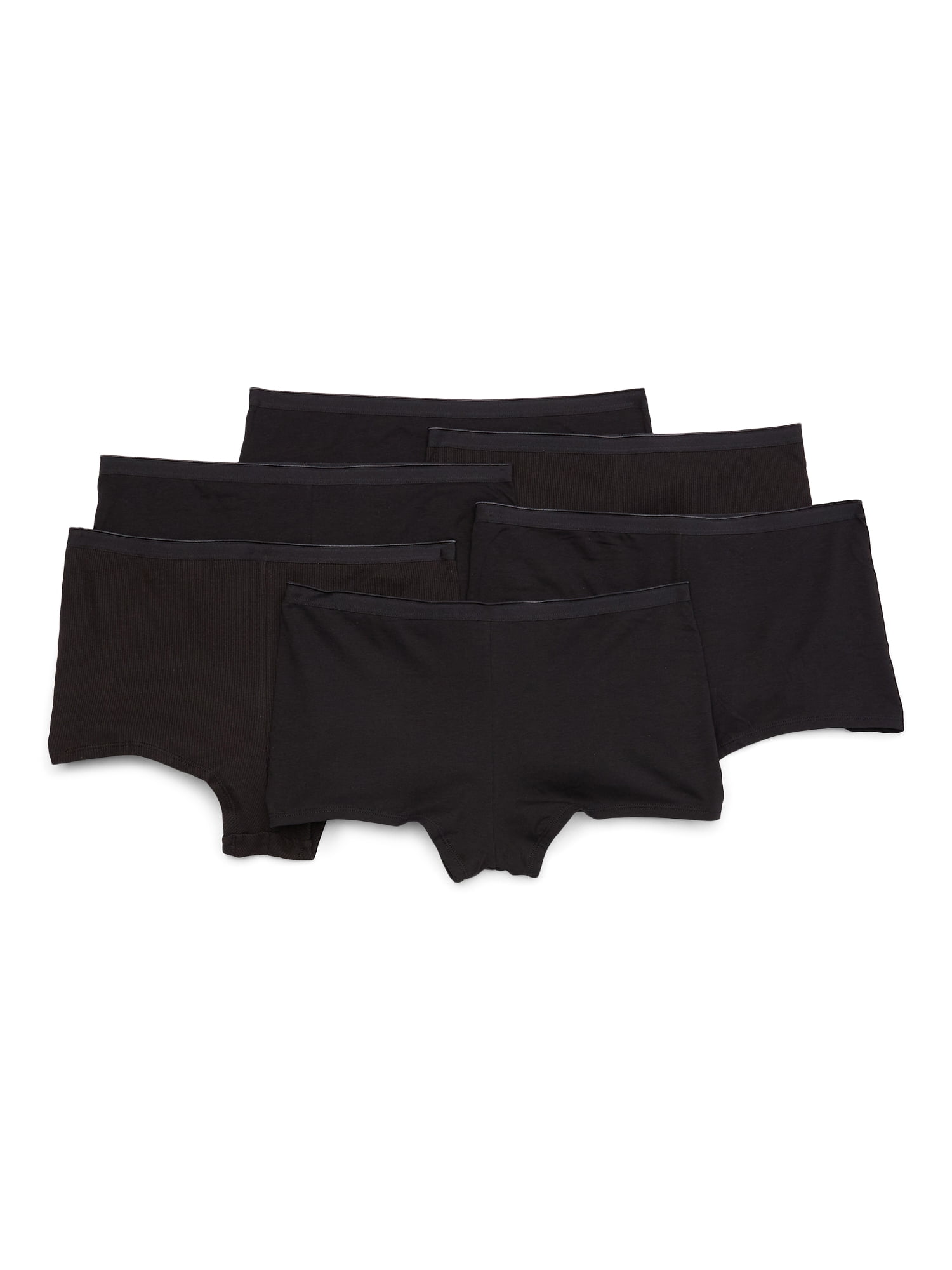 Joyspun Women's Cotton Boyshort Panties, 6-Pack, Sizes S-3XL