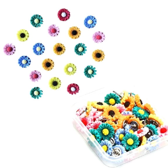 20/30Pcs Flower Push Pins Decorative Thumbtacks Cork Notice Board Thumb Tacks with Case for Cork Board Bulletin Boar