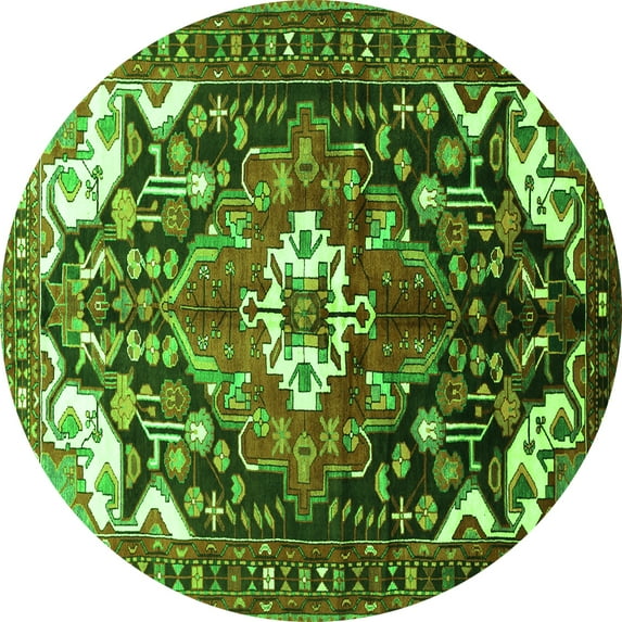 Ahgly Company Indoor Round Persian Green Traditional Area Rugs, 8' Round