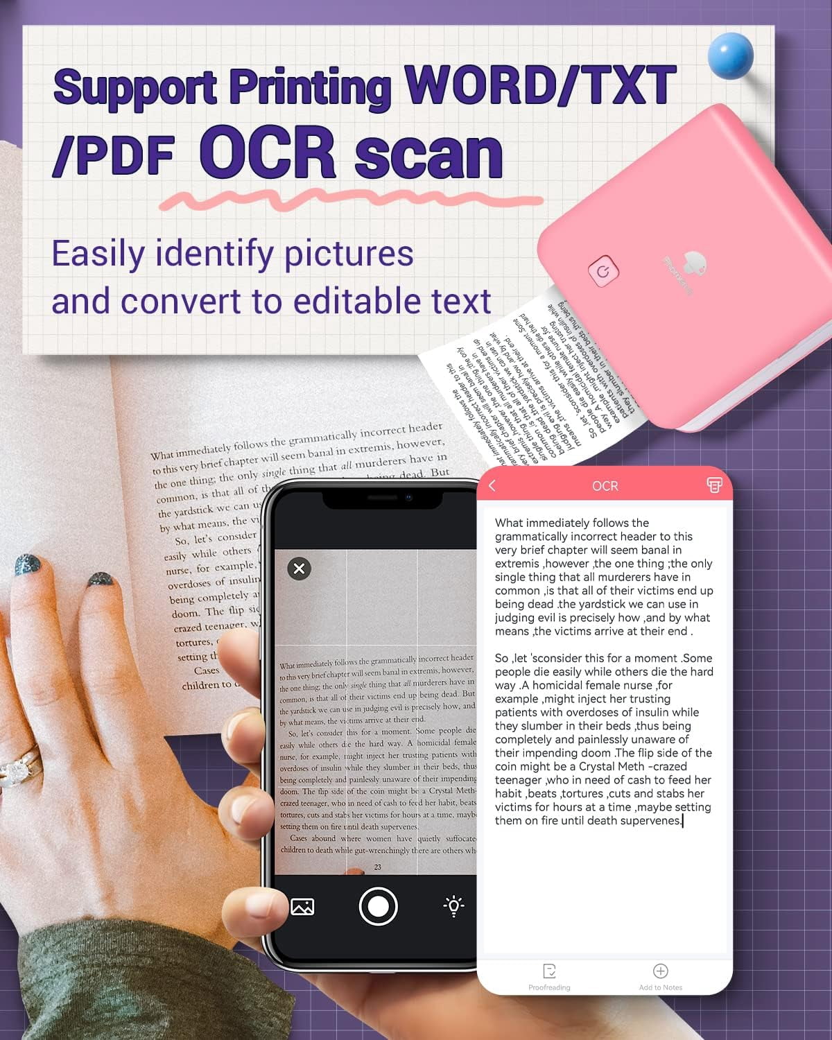 Phomemo M02 Pro Portable Bluetooth Thermal Sticker Printer for Photo Printing, Study Notes, DIY Cards, and Creative Projects(Pink)