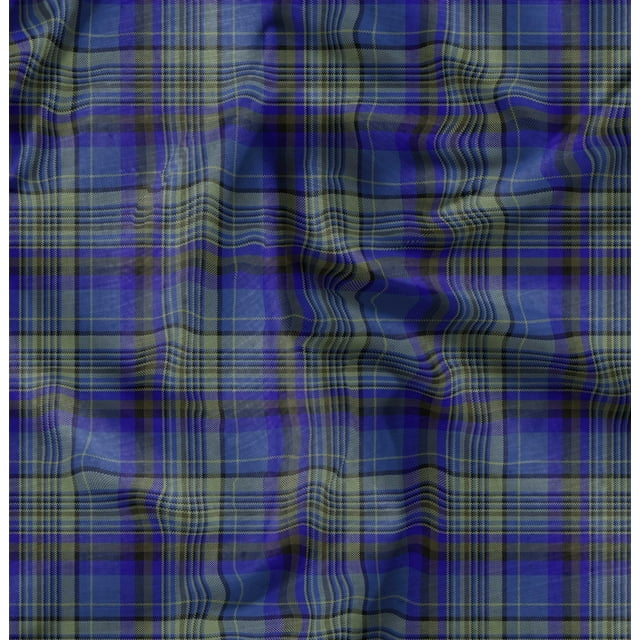 Soimoi Satin Silk Fabric Plaid Check Print Fabric by The Yard 42 Inch Wide