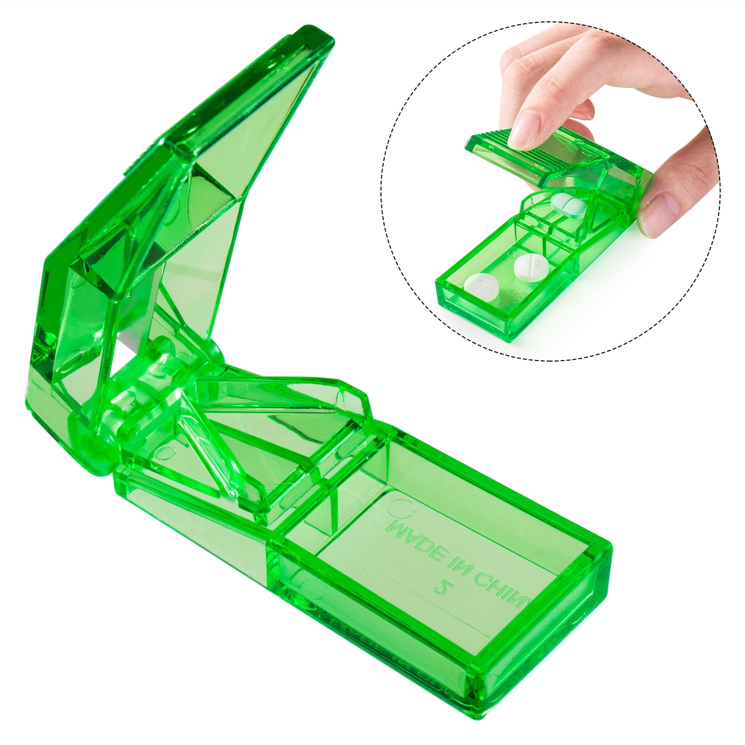 Pill Cutter and Splitter for Cutting Small or Large Pills, Green