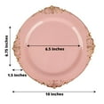 thumbnail image 3 of YOPTOP 10 Pack | Clear/Gold Baroque 8” Round Plastic Dessert Salad Plates  Disposable Tableware with Leaf Embossed Gold Rim,dustyrose,8", 3 of 11