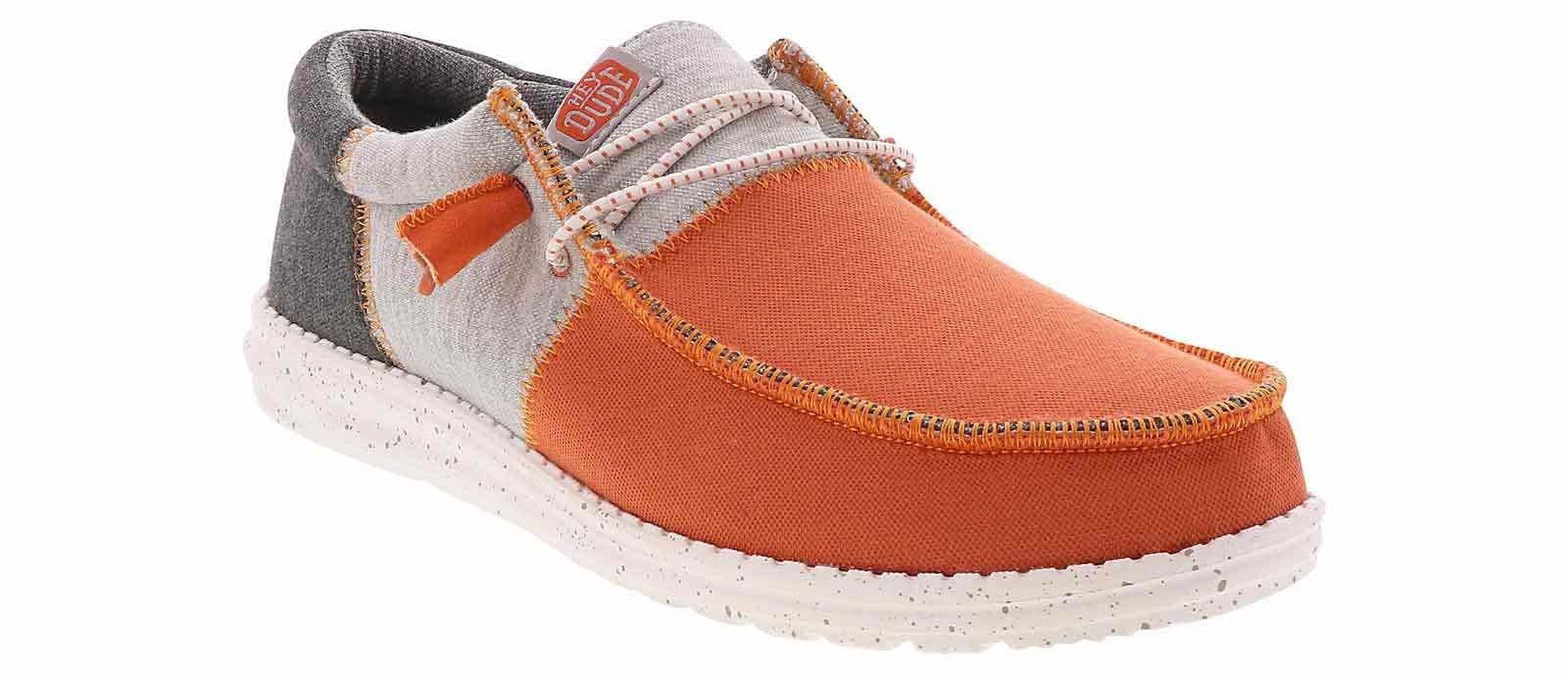 New NIB Hey Dude‎ Wally Tri Varsity Sport Mesh Colorblock Shoes Loafers Size 8 M Wally Tri Varsity Sport Mesh - Orange/White/Green | Parallel main image 2
