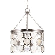 Kira Home Estelle 18" Glass Pendant Light, Coastal Wavy Glass, Capiz Shell Chandelier in Brushed Nickel, Brushed Nickel