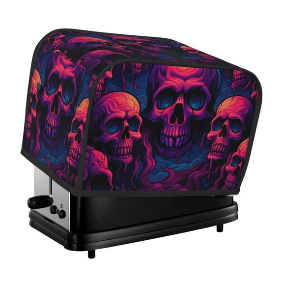 Daiia Purple-Red Skull Pattern 2 slice Toaster Cover, Toaster Appliance Dust-proof Cover For Kitchen Small Appliance Dust Cover and Fingerprint Protection