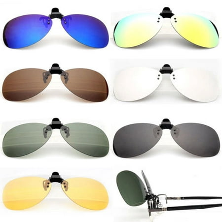 UV400 Polarized Sunglasses Clip-On Lens Clip Lenses Fashion Day Flip Up Metal Eyewear For Outdoor Fishing Night-Driving Men Women