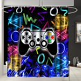 thumbnail image 2 of 4 PCS Gamer Shower Curtain Set for Boys Bathroom Sets with Curtain,Rug,Toilet Cover and U Shaped Mat Blue Green Gamer Bathroom Decor with 12 Hooks, 2 of 6