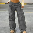 thumbnail image 2 of Danhjin Womens Cargo Pants Lightweight Travel Hiking Cargo Pants Soft Stretch Baggy Elastic Drawstring Casual Streetwear, 2 of 7