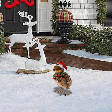 

Christmas Decorations Yard Decoration Realistic Chicken Wearing Santa Hat Colorful Decorative Farm Animal For Outdoor Decoration