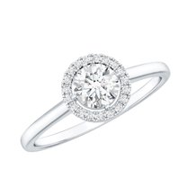 Rosec Jewels Minimalist Diamond Halo Promise Ring for Women - EF-VS Quality - Ready to Gift, 14K White Gold, US 9.50