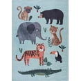 thumbnail image 2 of Hauteloom Petey Kids Room, Nursery Machine Washable Area Rug - Animals - Blue, Terracotta - 6'7" x 9', 2 of 8