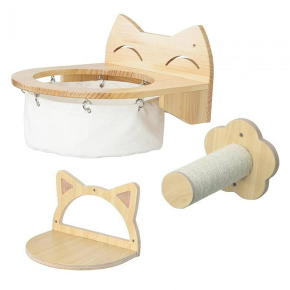TISHITA 3x Cats Wall Climbing Frame Set Sisal Post Activity Centre Cat Climbing Shelf