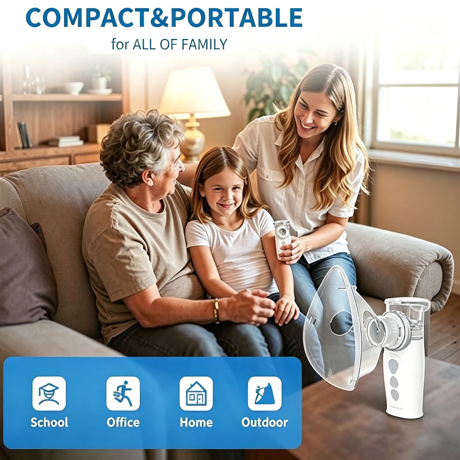 Personal Portable Humidifiers,Ultrasonic Cool Mist,Auto-Cleaning Rechargeable Handheld Personal Steam Inhaler, Vaporizer, Humidifier With Case,Home & Outdoor Use