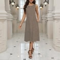 thumbnail image 2 of WRKEKC Printed Dresses for Women Botanical Print Crew Neck Sleeveless Straight Column Midi Flowy Silhouette Chic, 2 of 4